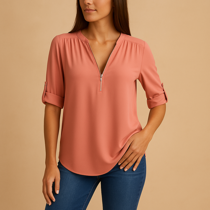 Elegante camicetta con scollo a V e design traspirante per donna | Danisha 6