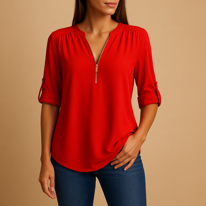 Elegante camicetta con scollo a V e design traspirante per donna | Danisha 7