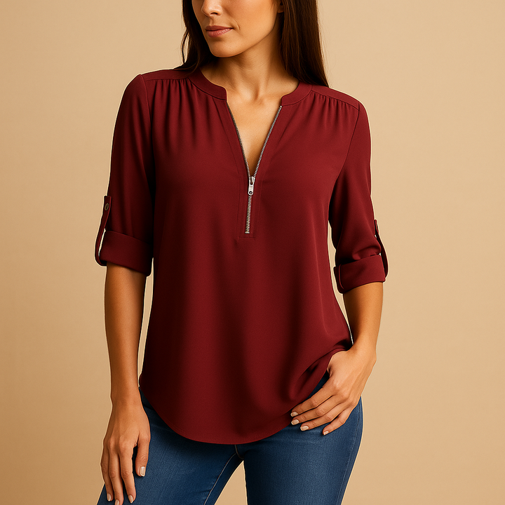 Elegante camicetta con scollo a V e design traspirante per donna | Danisha 8