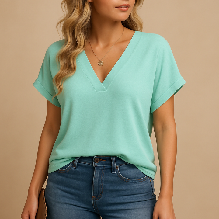 Elegante camicetta con scollo a V e maniche a sbuffo per donna | Jolene 5