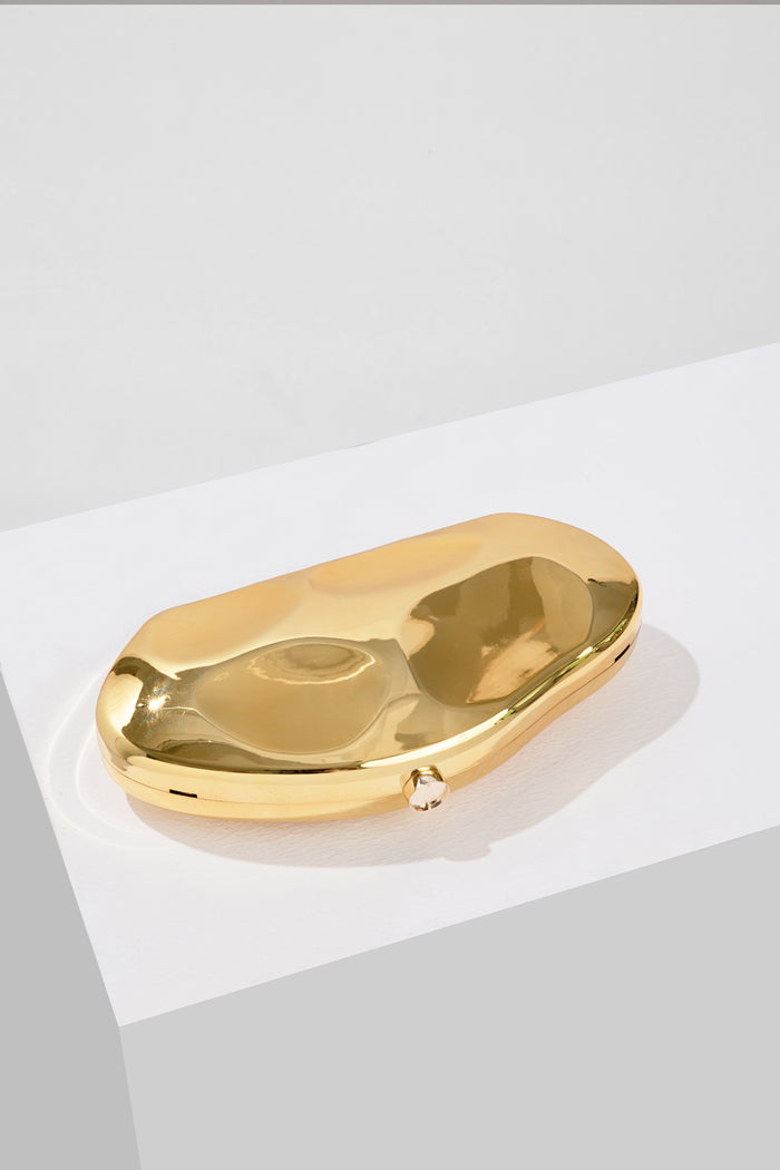 Elegante pochette strutturata da donna color oro di lusso 2