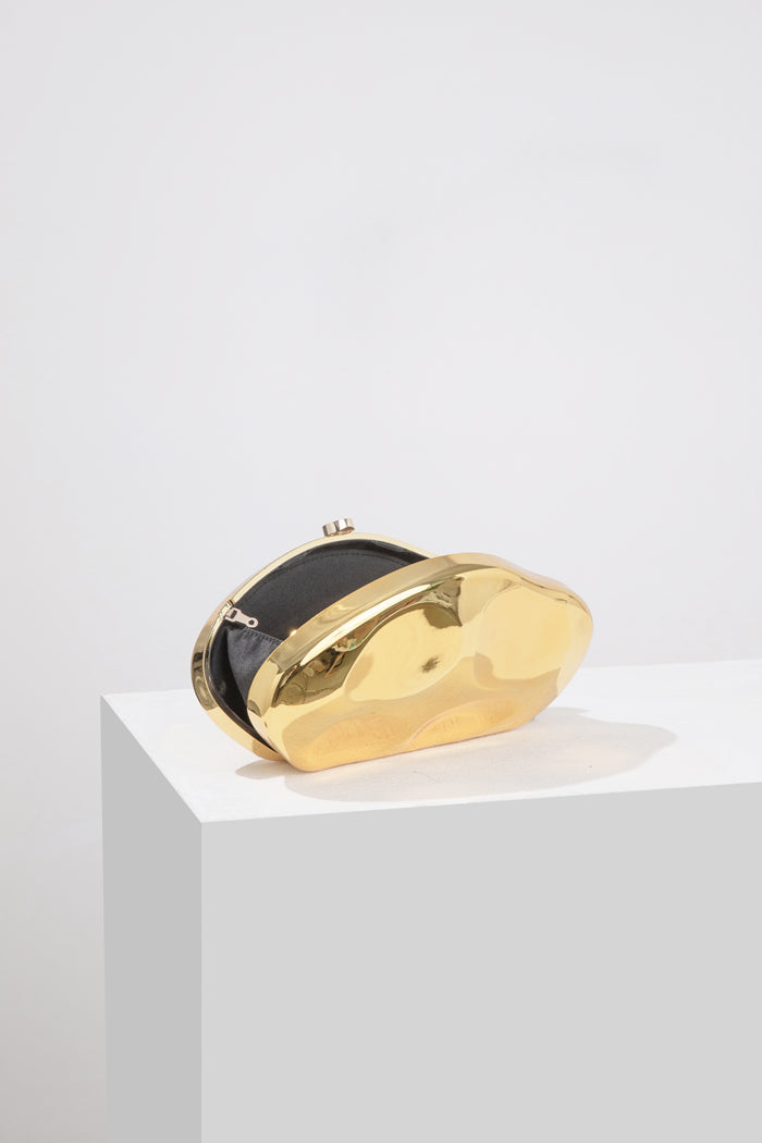 Elegante pochette strutturata da donna color oro di lusso 3