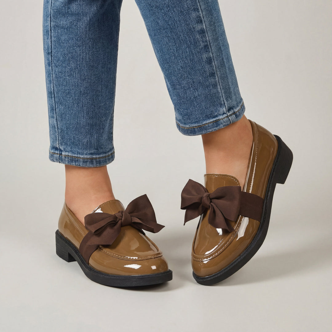 Mocassino Donna in Vernice con Fiocco Tacco Basso - Vesarelli