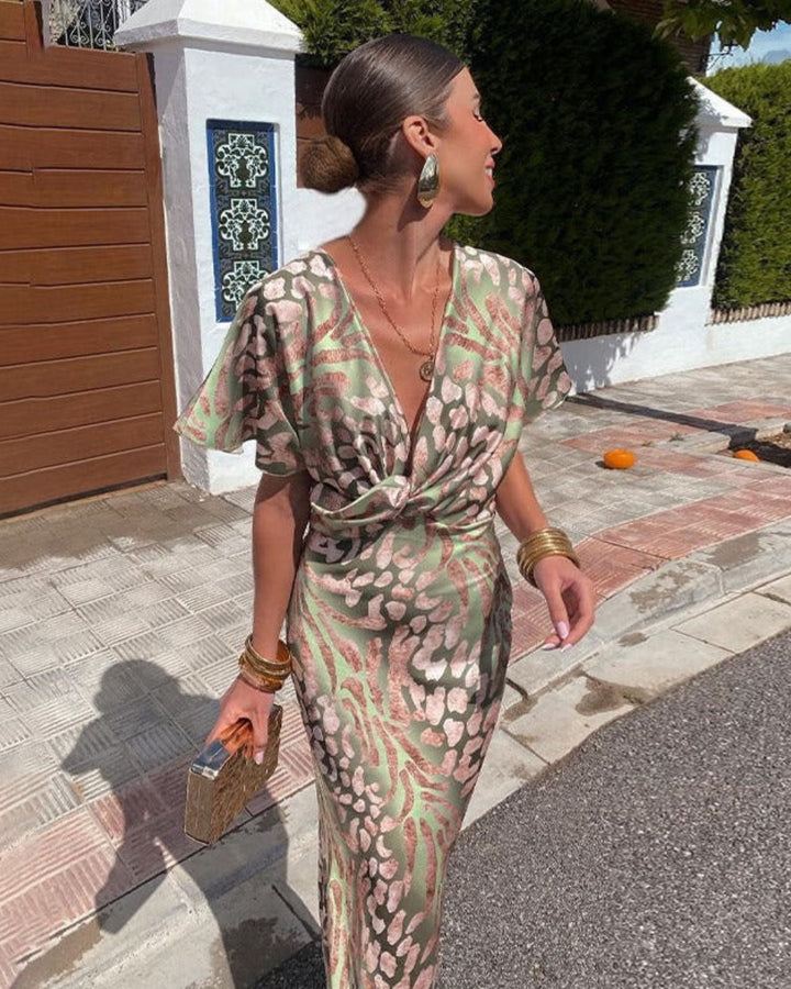 Elisa | Abito Lungo Elegante con Drappeggio e Scollo a V Valorizzante 3