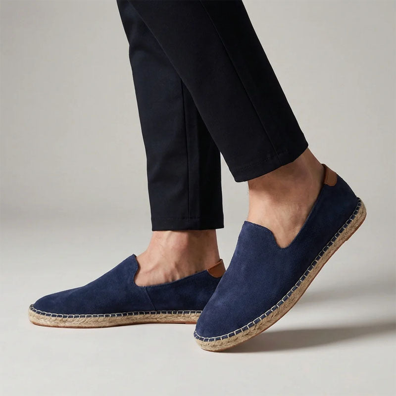 Mocassini Uomo Espadrillas Scamosciati Slip-On Suola Corda - Vesarelli