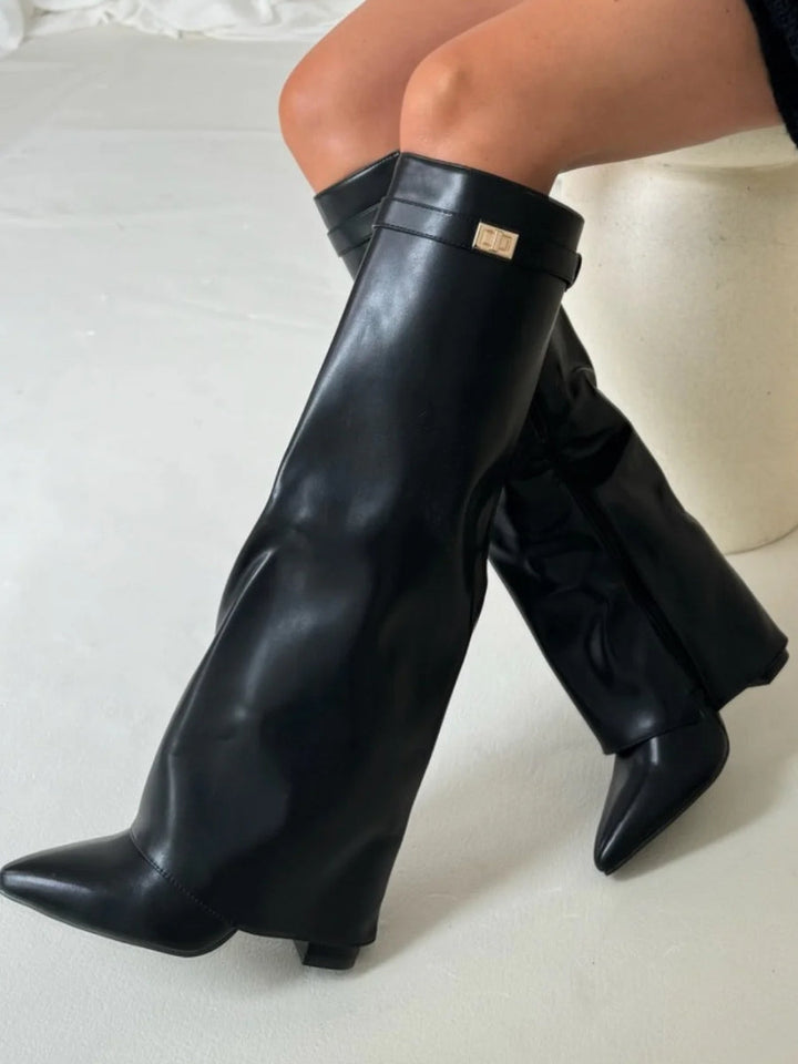 Emily | Stivali alti fino alla coscia in pelle da donna con fibbia 11