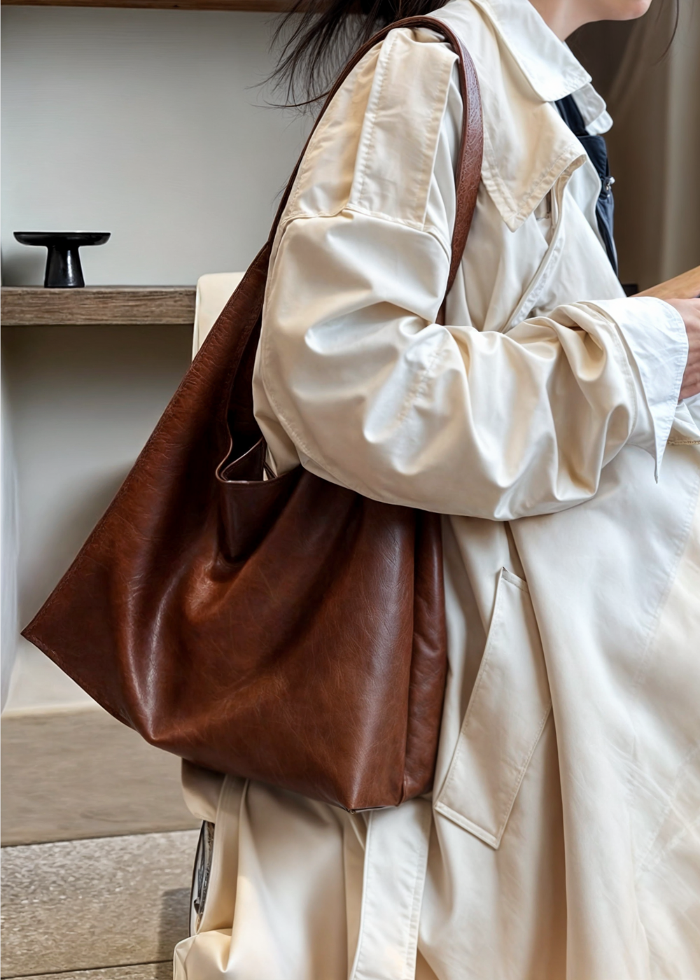 Borsa Donna Grande in Pelle Vegana con Chiusura a Cerniera
