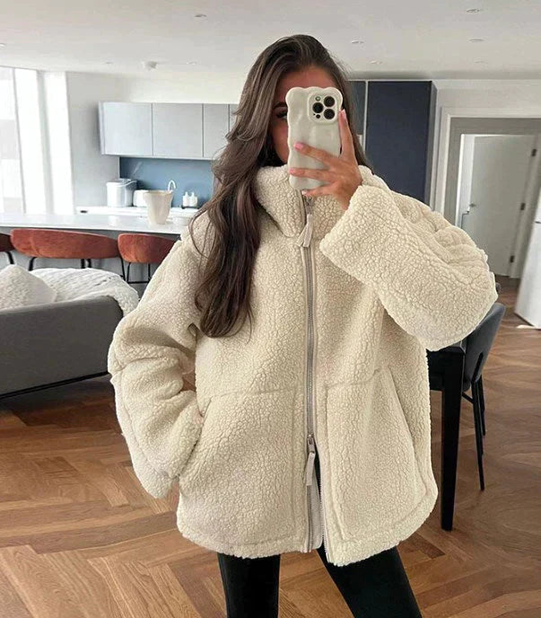 Giacca Donna Oversize in Pile Caldo e Morbido - Vesarelli