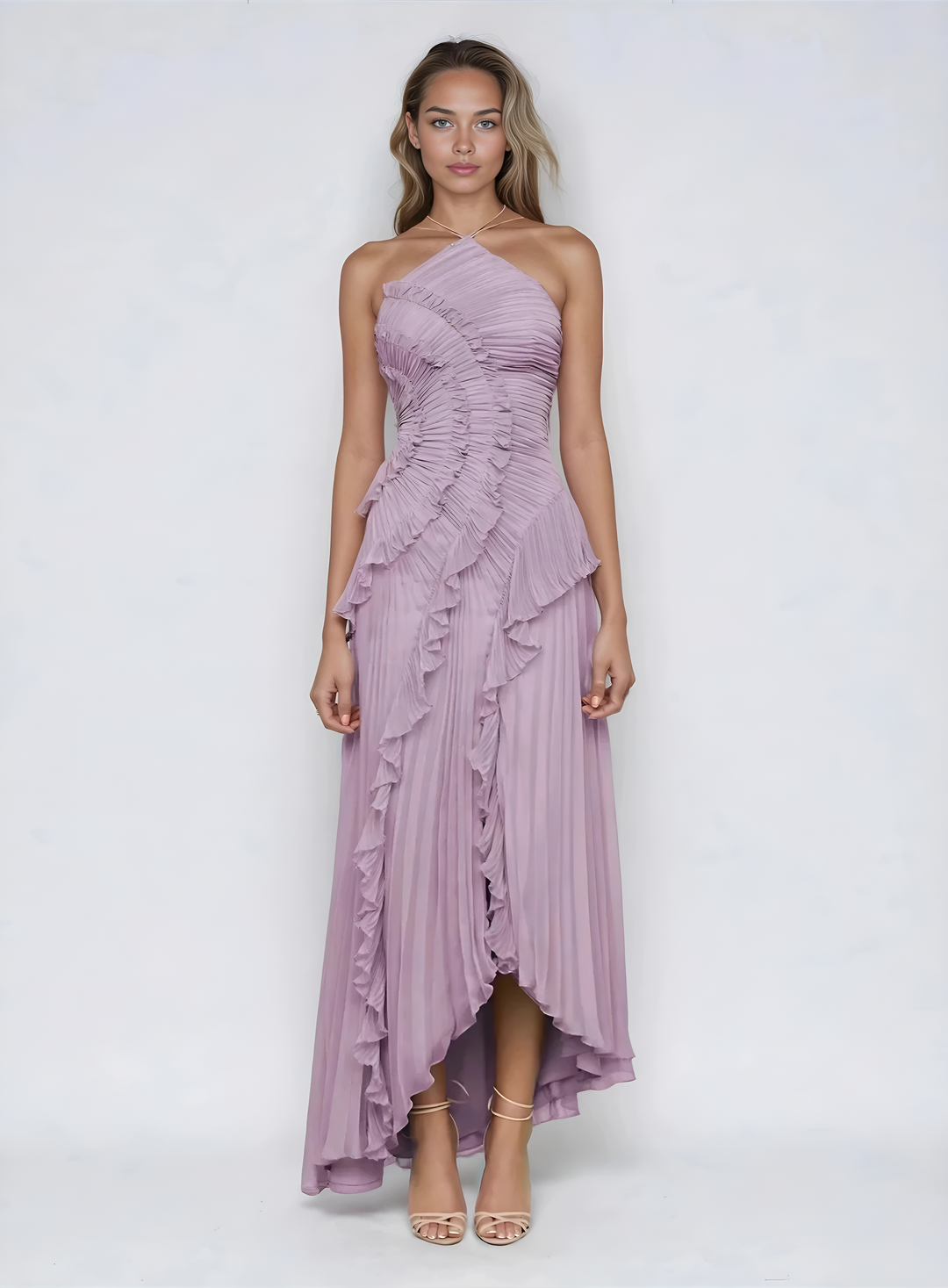 Abito Cerimonia Donna Lungo in Chiffon Stile Elegante - Vesarelli