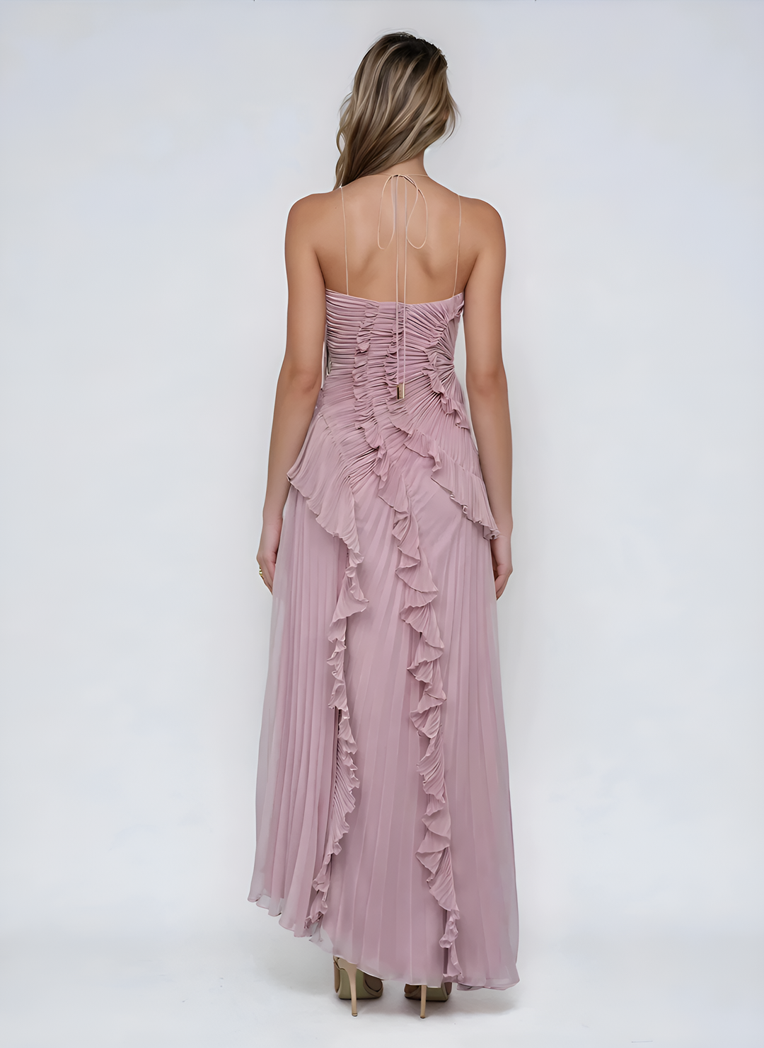 Eva Bellezza | Elegante Abito Lungo Cerimonia Asimmetrico in Chiffon 3