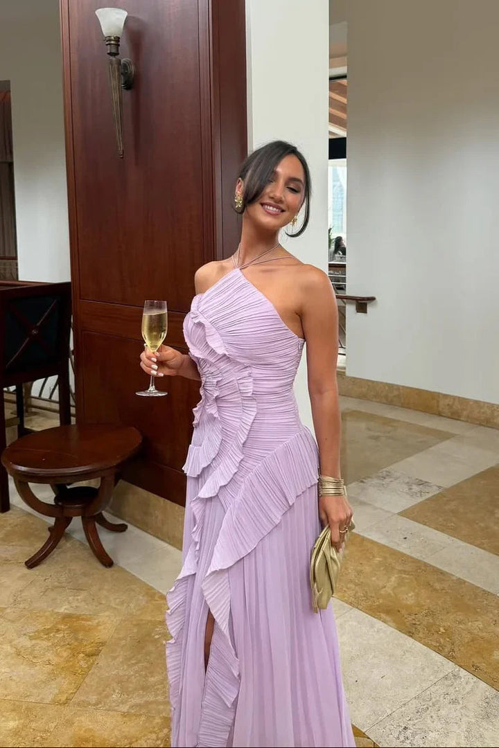 Eva Bellezza | Elegante Abito Lungo Cerimonia Asimmetrico in Chiffon 8