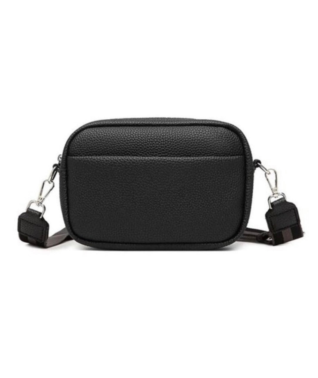 Borsa a tracolla nera in pelle, design compatto e moderno, con tracolla regolabile e chiusura a zip. Accessorio elegante per ogni occasione.