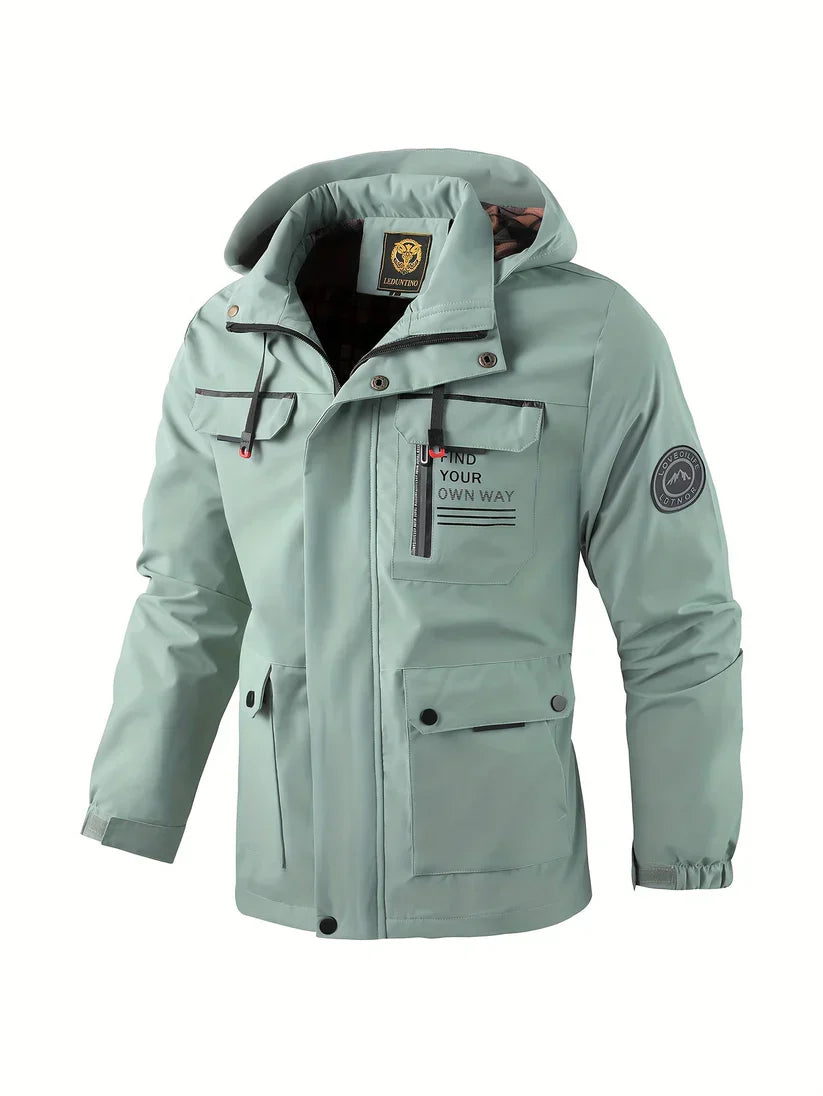 Giacca Invernale Uomo Impermeabile Cappuccio Isolante Antivento Cargo - Vesarelli
