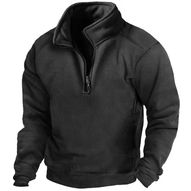 Felpa casual da uomo con mezza zip e collo alto 3