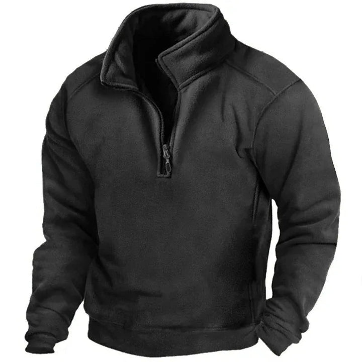 Felpa casual da uomo con mezza zip e collo alto 3