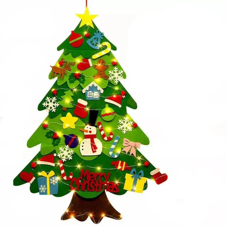 FeltJoy | Albero di Natale decorativo da parete con ornamenti in feltro appesi 4