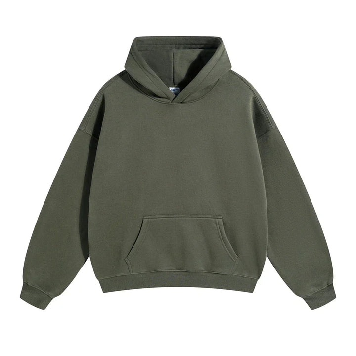 Festa | Unisex Felpa Oversize in Pile con Cappuccio Verde Oliva