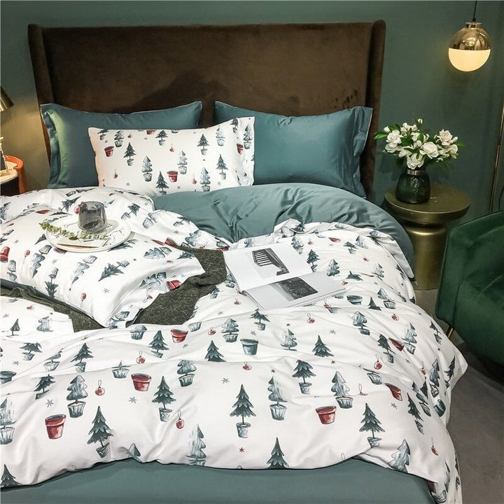 FestiveDream – Accogliente set di biancheria da letto natalizia con stampa a fiocco di neve 4