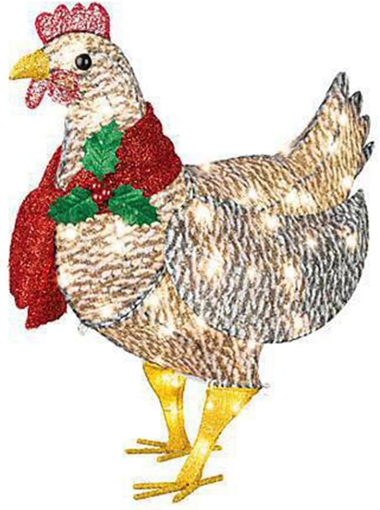 FestiveGlow | Affascinante decorazione da giardino a forma di pollo luminoso con sciarpa 1