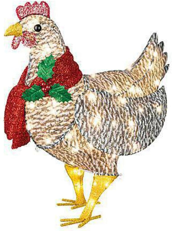 FestiveGlow | Affascinante decorazione da giardino a forma di pollo luminoso con sciarpa 1