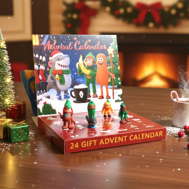 FestiveJoy | Calendario dell'Avvento in plastica per bambini con divertenti sorprese a forma di statuetta 1