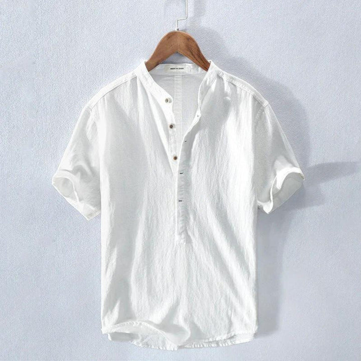 Camicia Estiva Uomo Henley in Misto Cotone Traspirante - Vesarelli