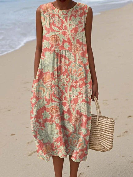 Abito Midi Donna Senza Maniche Elegante - Vesarelli
