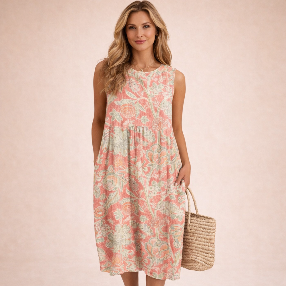 Fleur | Abito midi da donna traspirante con stampa floreale 1