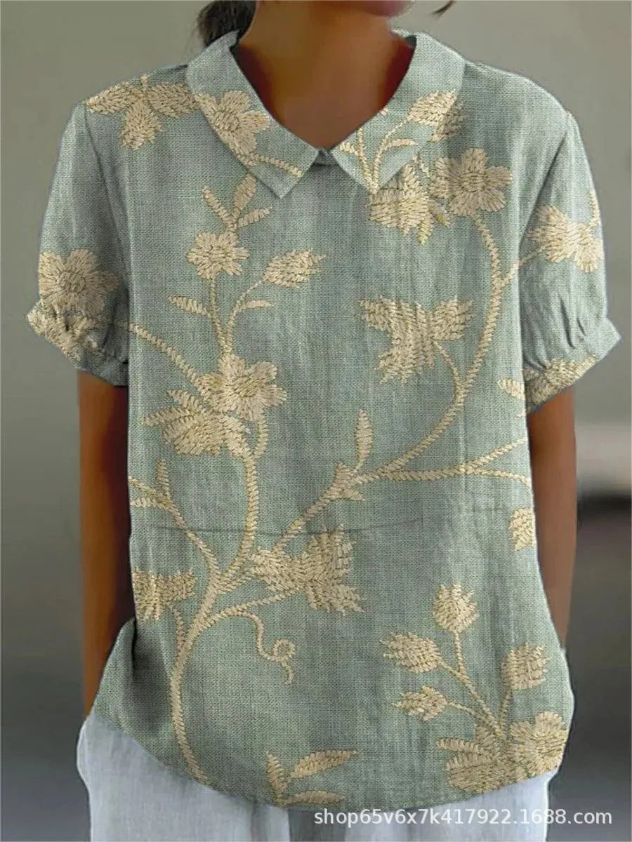 Camicia Donna Estiva Fantasia Floreale Vestibilità Regular - Vesarelli