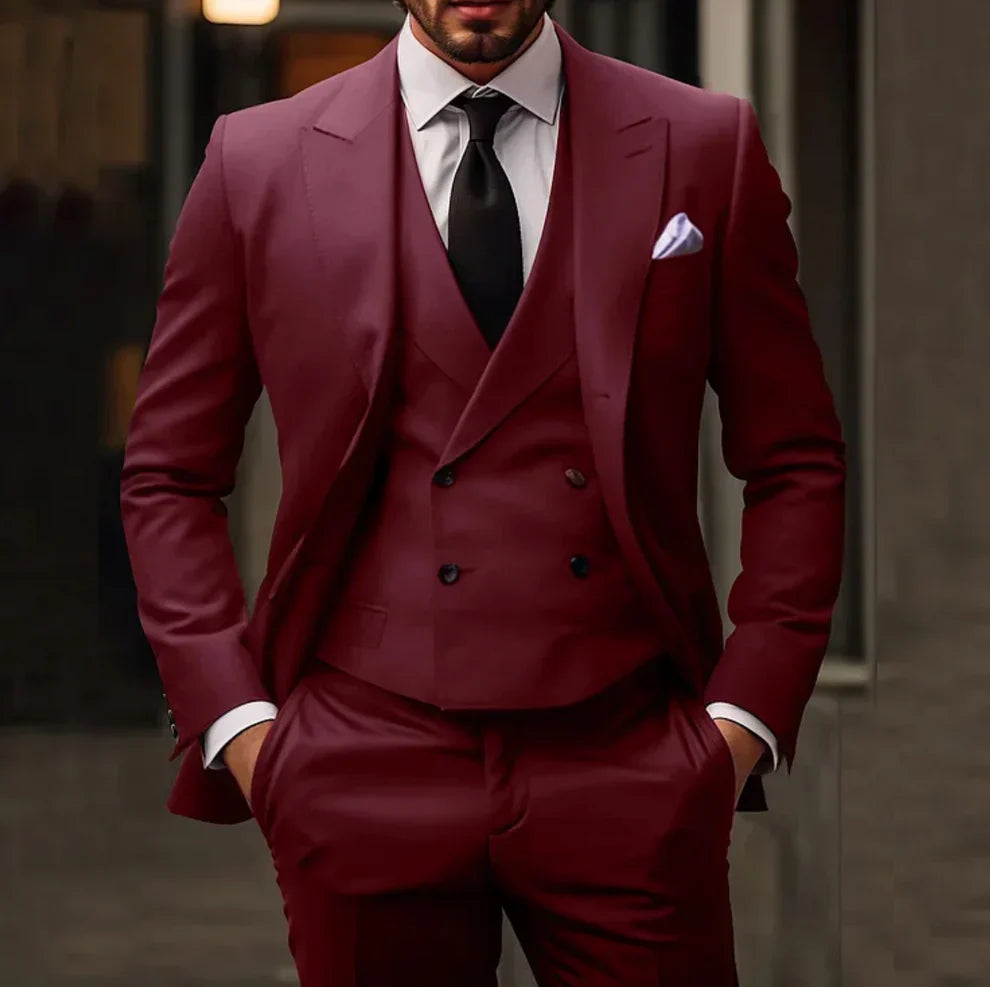 Completo Uomo Blazer Gilet e Pantaloni Classico Slim