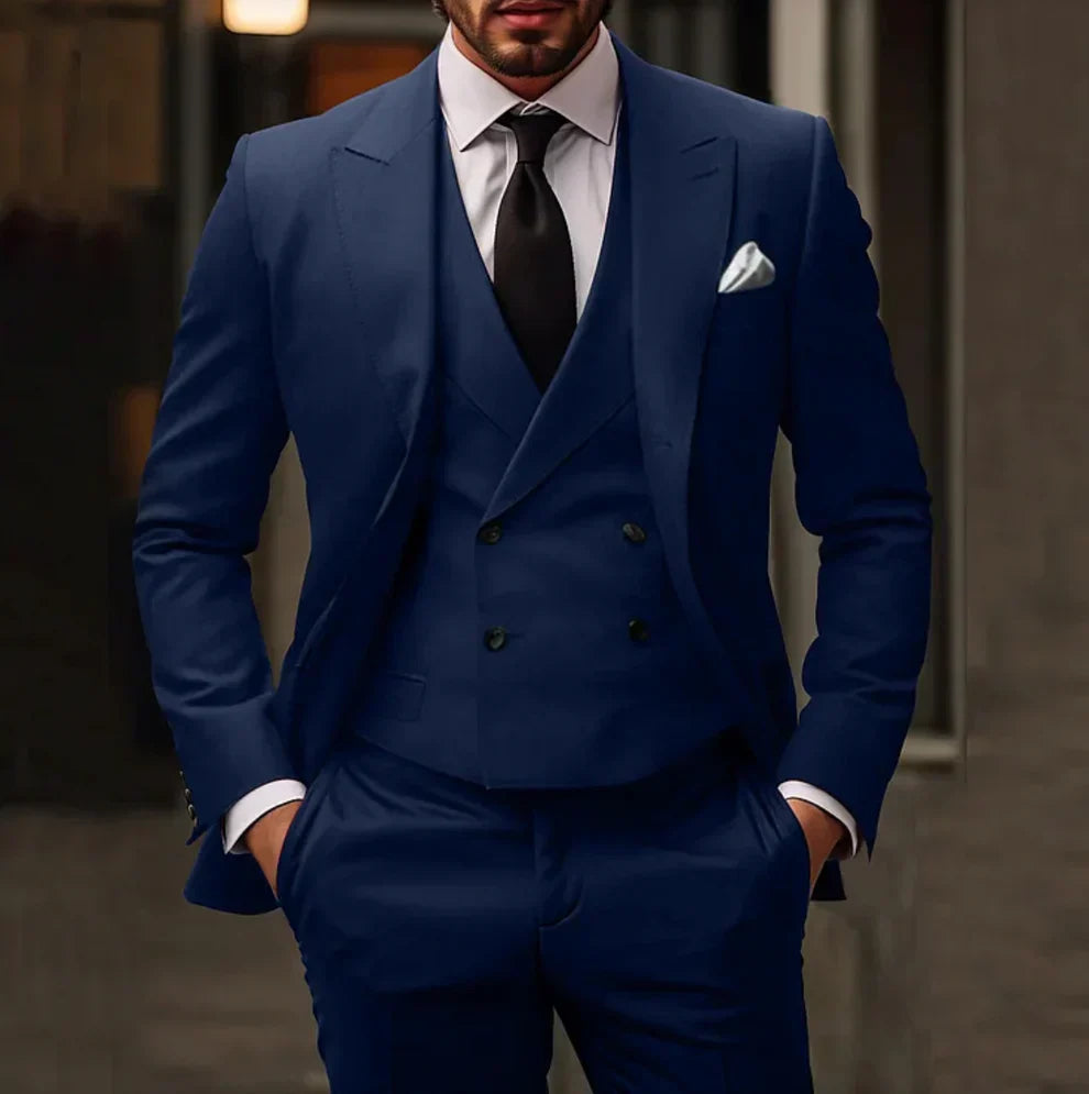 Completo Uomo Blazer Gilet e Pantaloni Classico Slim