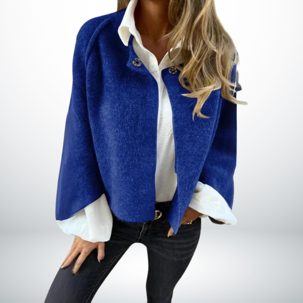 Cappotto Corto Donna Tessuto Elegante Vestibilità Regular