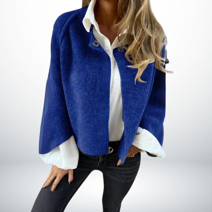 Cappotto Corto Donna Tessuto Elegante Vestibilità Regular