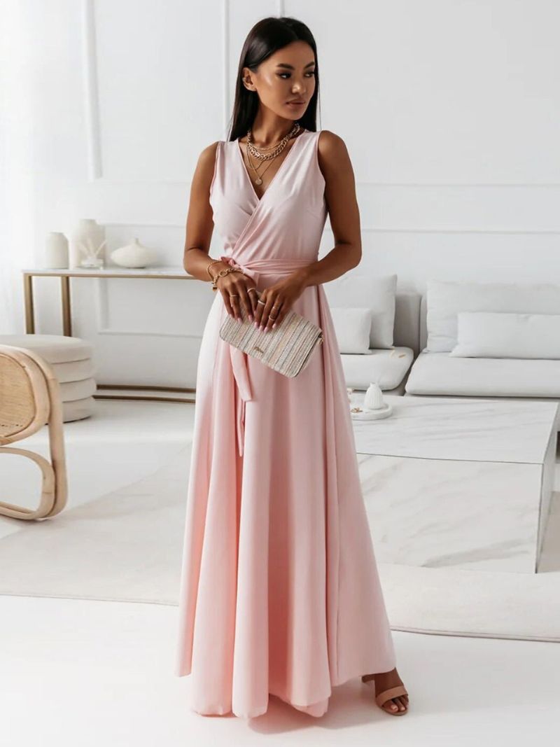 Abito Cocktail Donna Lungo Scollo a V Elegante - Vesarelli