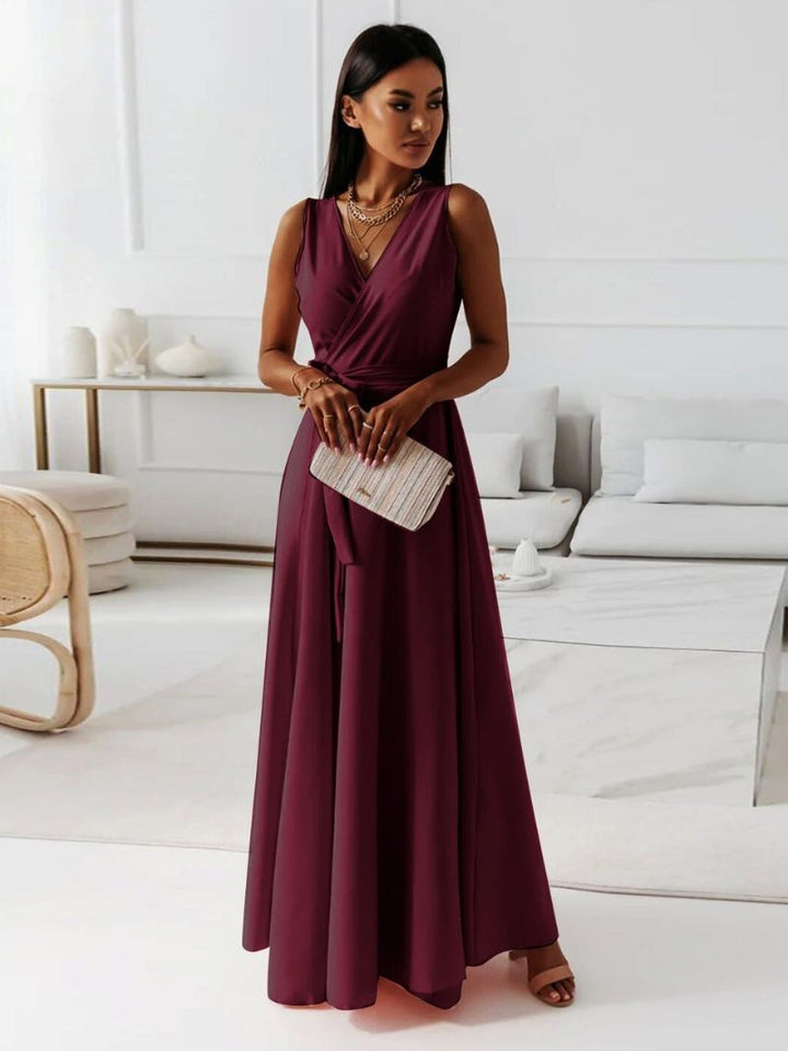 Abito Cocktail Donna Lungo Scollo a V Elegante