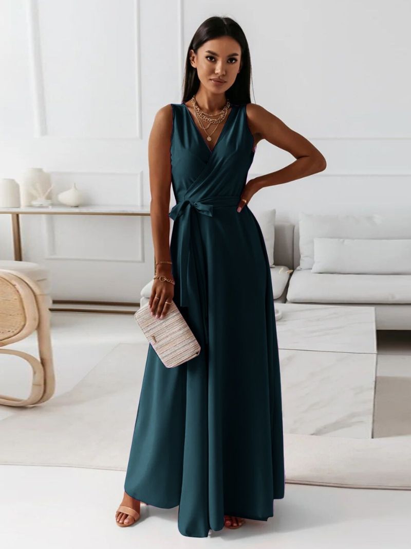 Abito Cocktail Donna Lungo Scollo a V Elegante