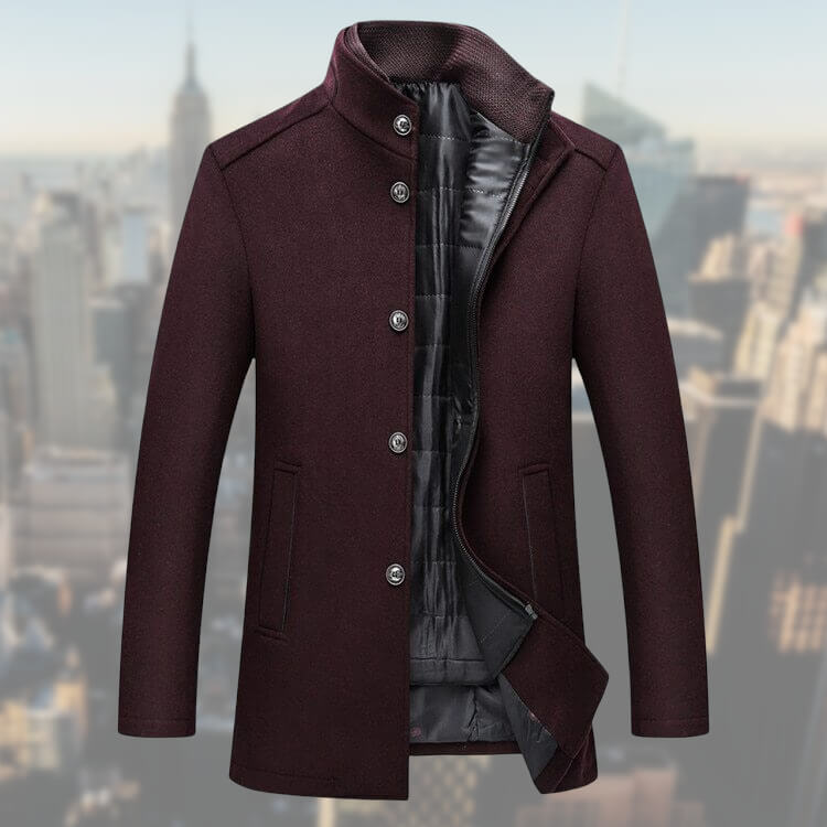 Cappotto Uomo in Misto Lana con Gilet Staccabile Media Lunghezza