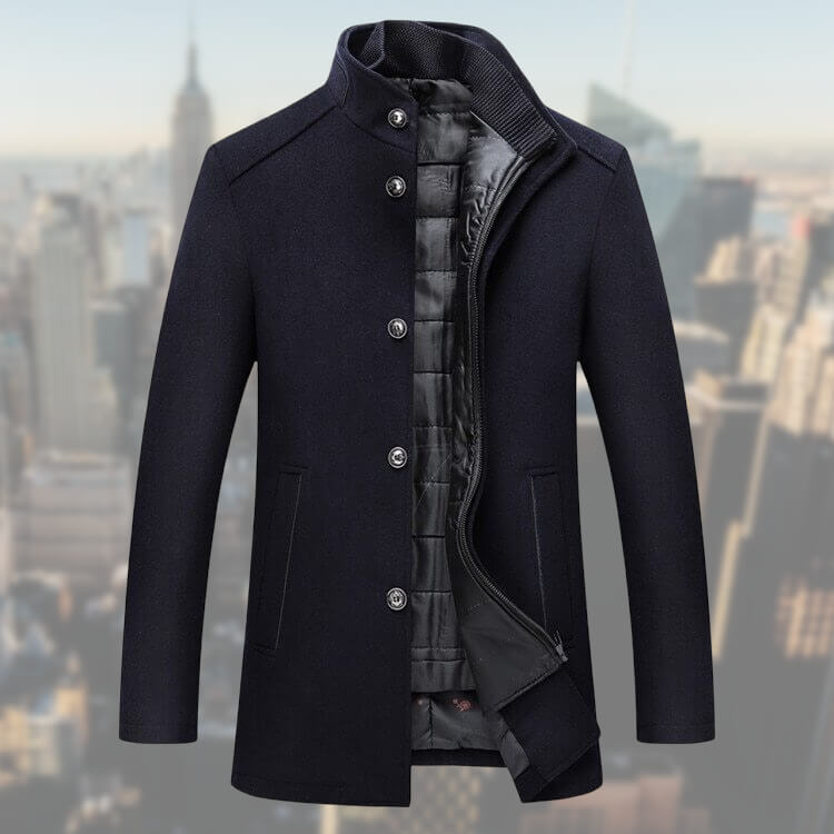 Cappotto Uomo in Misto Lana con Gilet Staccabile Media Lunghezza