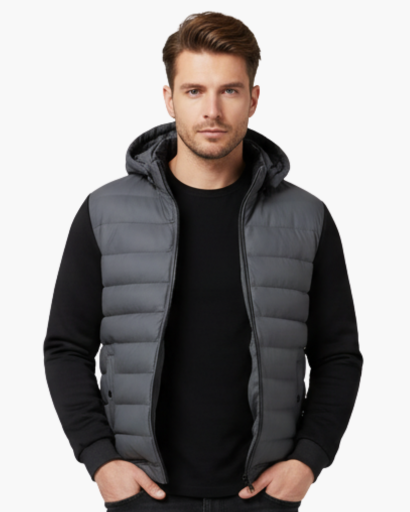 Giacca Uomo Trapuntata con Cappuccio Stile Urbano Termica