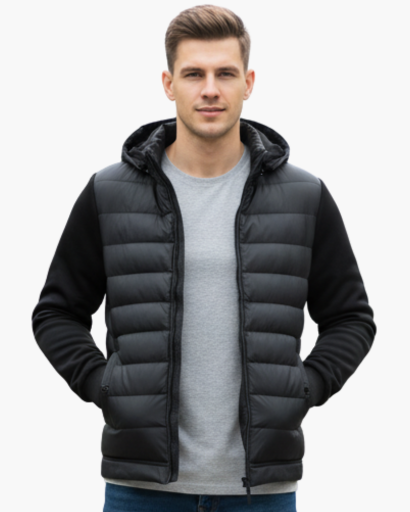 Giacca Uomo Trapuntata con Cappuccio Stile Urbano Termica