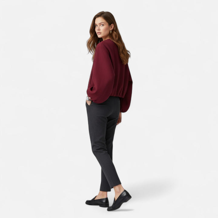 Giacca Blouson Donna in Tessuto Retrò Girocollo Casual