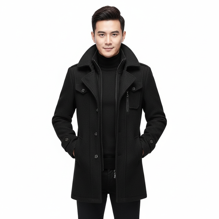 Cappotto Uomo in Lana Doppio Strato Monopetto Spesso