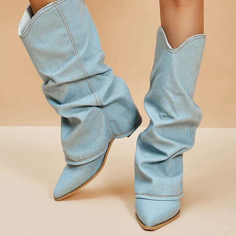 Stivali Donna in Denim Comodi Stile Elegante