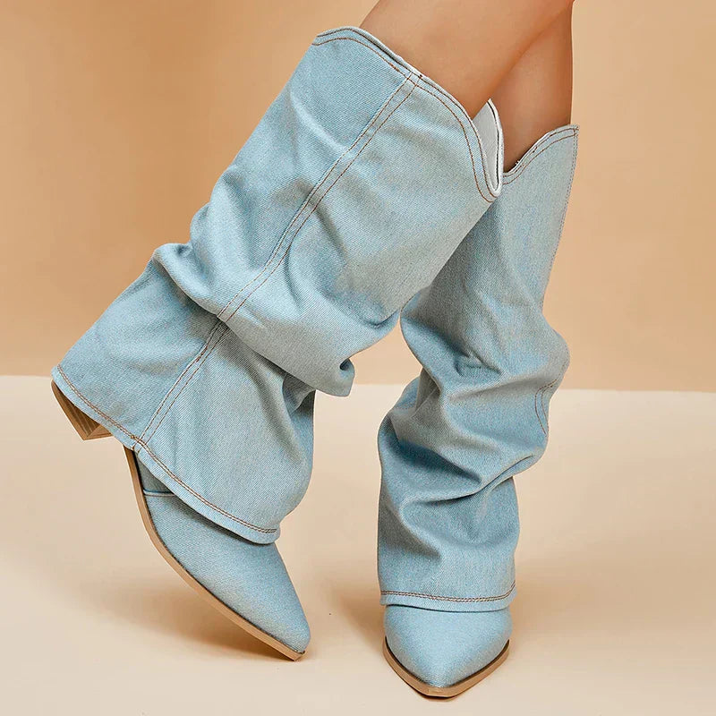 Stivali Donna in Denim Comodi Stile Elegante