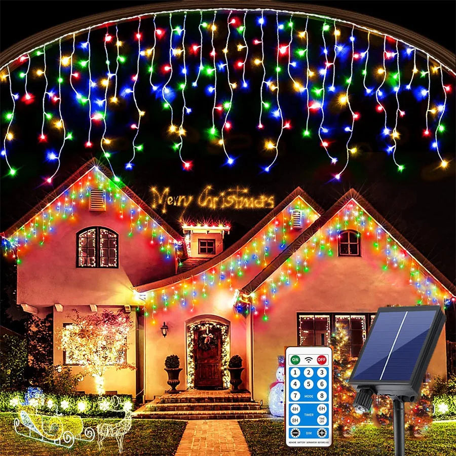 Ghirlanda Luminosa Solare Esterno Forma Ghiacciolo Decorativa - Vesarelli