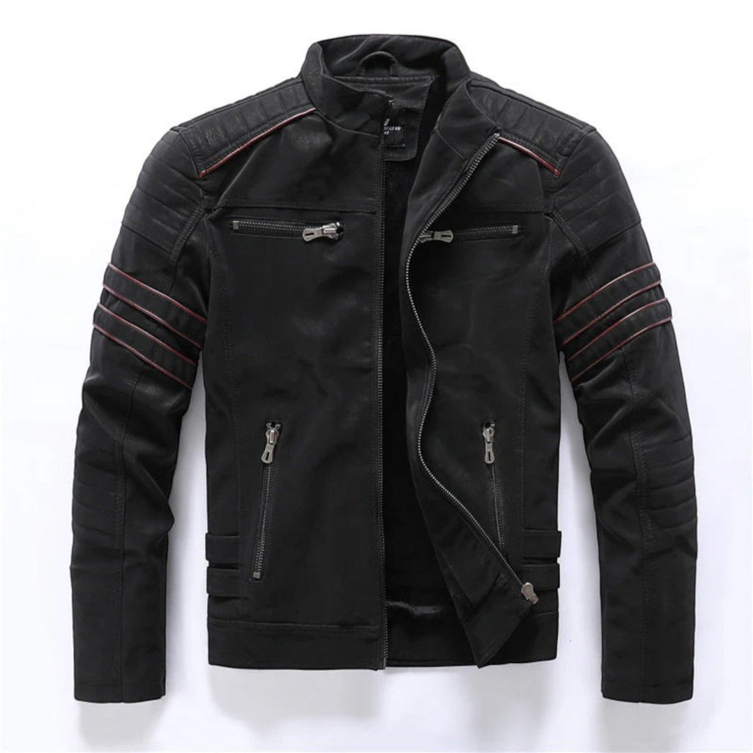 Giacca Moto Uomo Tessuto Tecnico Zip Frontale Tasche Sicure - Vesarelli