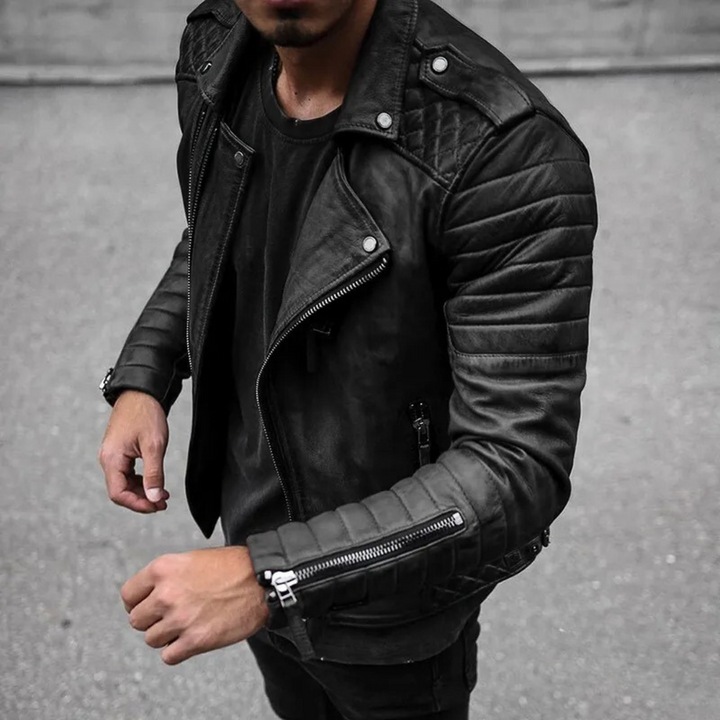 Giacca Uomo in Pelle Linea Strutturata Cuciture a Vista - Vesarelli