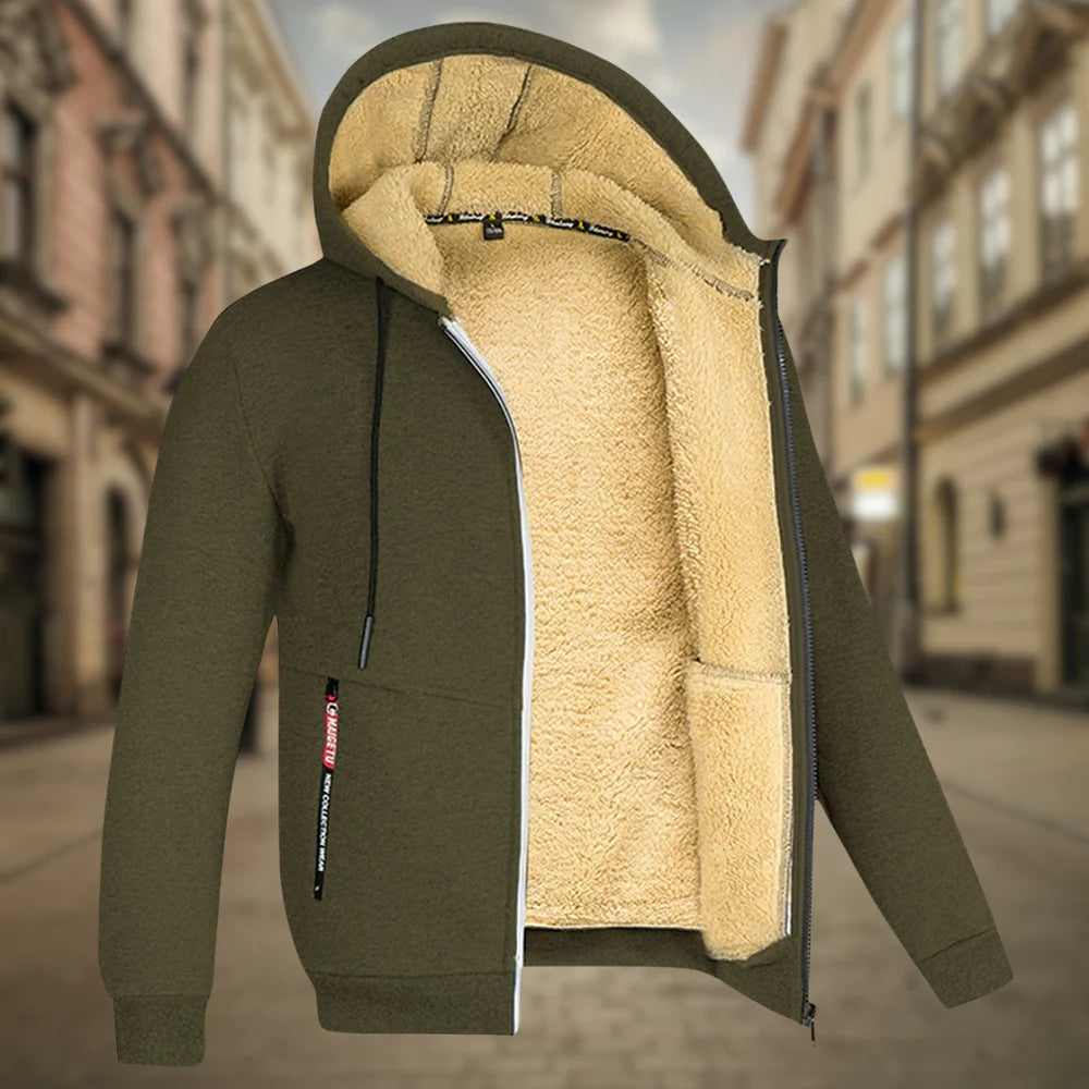 Giacca Invernale Uomo Tessuto Impermeabile Fodera Pile Cappuccio - Vesarelli
