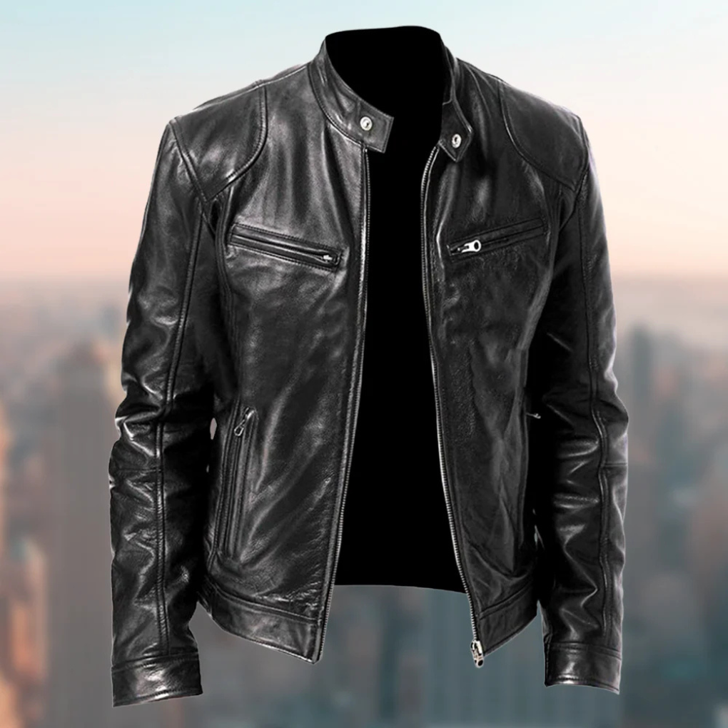 Giacca Uomo in Pelle Slim Fit con Tasche Pratiche Elegante - Vesarelli