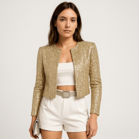 Giacca Donna Sera Corta Paillettes Luccicanti Elegante - Vesarelli